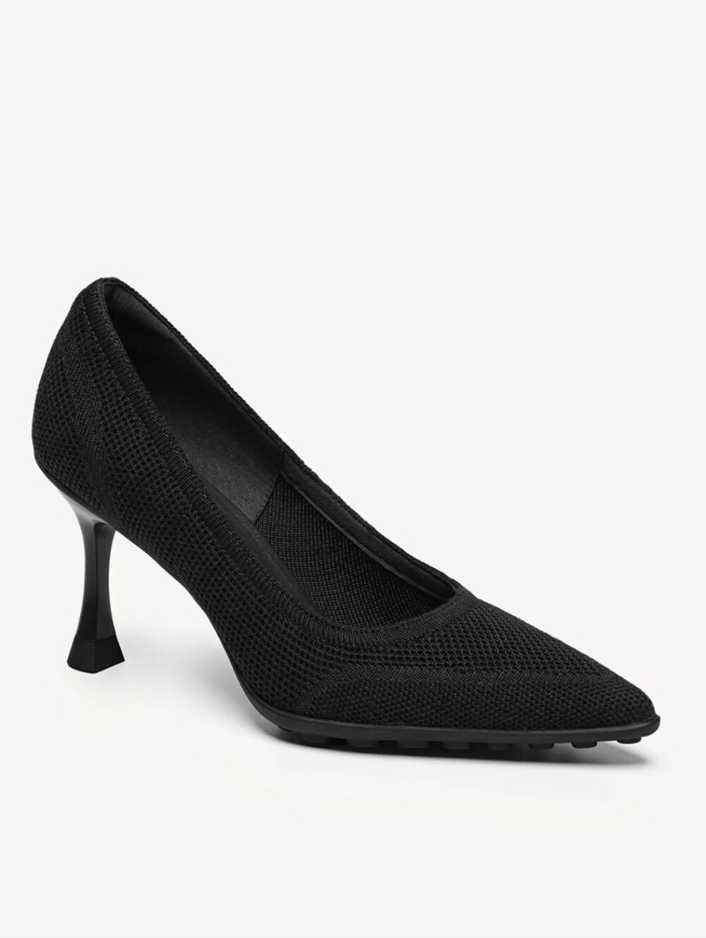 Knit Comfort Pumps COSY ISLAND Minimalist Sculpted Heel Pointed Lugged Sole Work